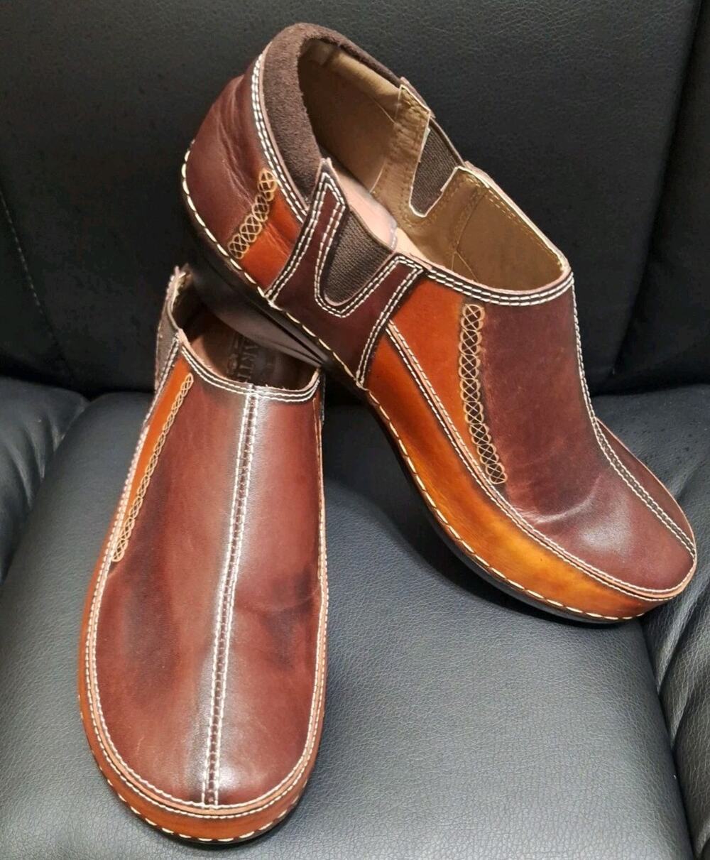 Sring Step L'ARTISTE Nessia Multi Brown Shoes/Clogs Sz 8/38